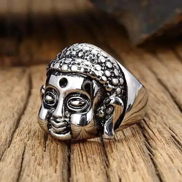 Bague Bouddha Tibétain en Acier – Collection Signature