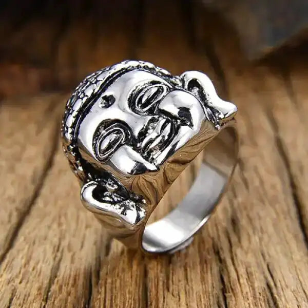 Bague Bouddha Tibétain en Acier – Collection Signature