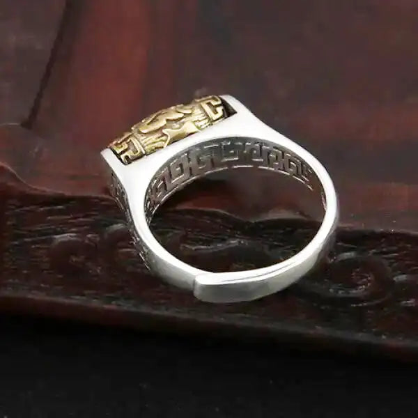 Bague Bouddha Argent Perle Tournante Tibétaine — Édition Signature