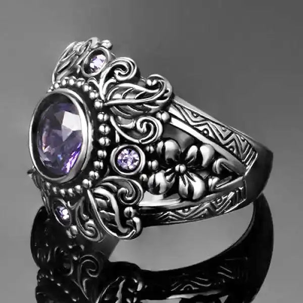 Bague Bouddha en Améthyste Antique – Argent