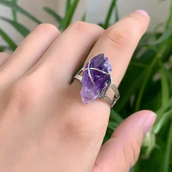 Bague Bouddha en Améthyste et Acier – Édition Signature