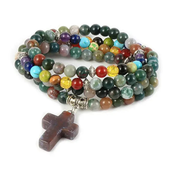 Collier Chapelet en Perles avec Croix — Collection Luxe