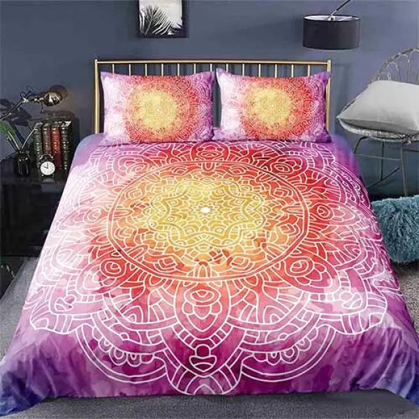 Housse de Couette Bouddha Mandala Rose – Édition Signature