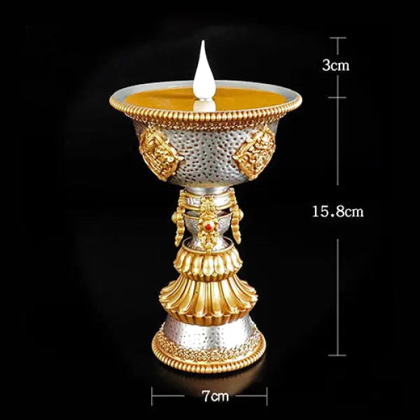 Lampe Bouddha Tibétain avec Bougeoir — Édition Premium