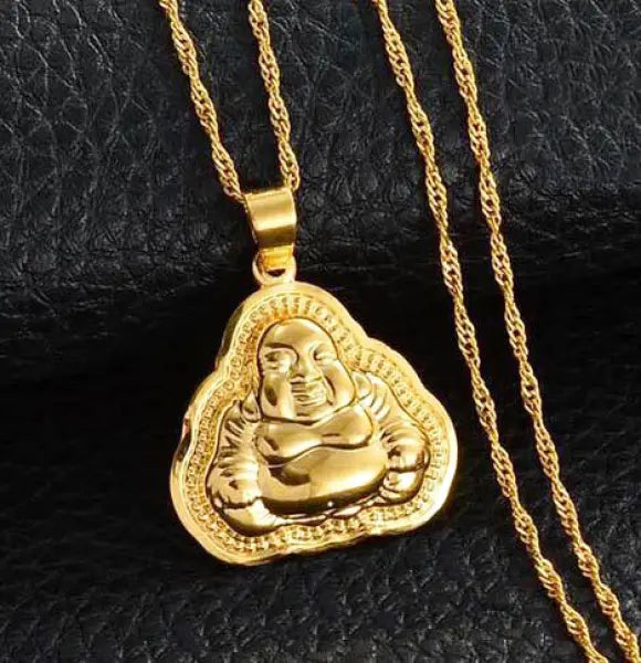Pendentif Bouddha Rieur Doré - Collection Prestige