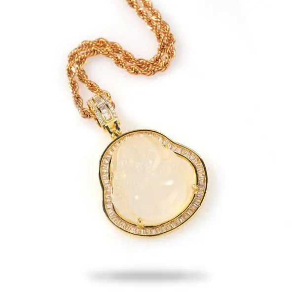 Pendentif Bouddha Rieur Contour Doré