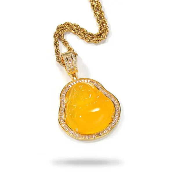 Pendentif Bouddha Rieur Contour Doré