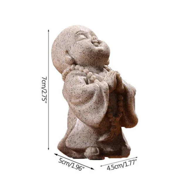 Statuette Bouddha et Moine en Prière – Collection Zen