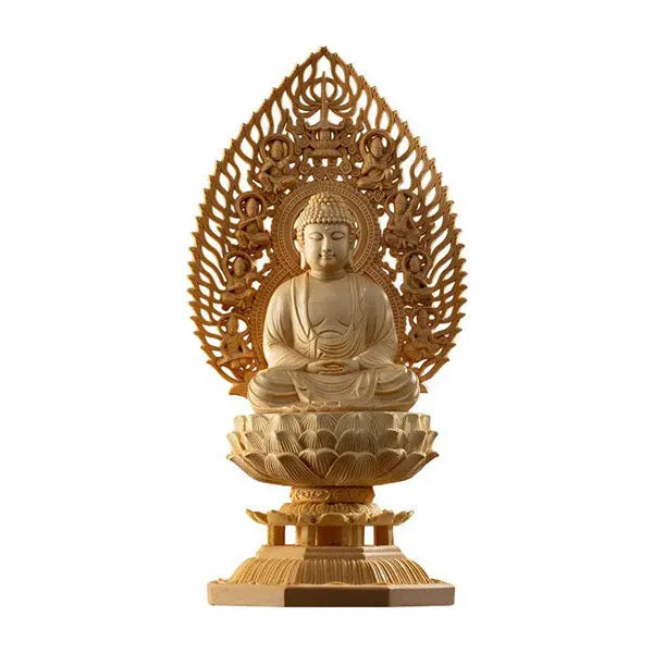Statue Bouddha Déco en Bois de Cyprès — Édition Prestige