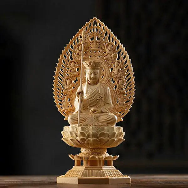 Statue Bouddha Déco en Bois de Cyprès — Édition Prestige