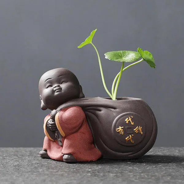 Statuette Bouddha et Moines en Extérieur – Édition Prestige