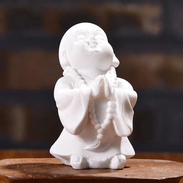 Statuette Bouddha et Moine en Prière – Collection Zen