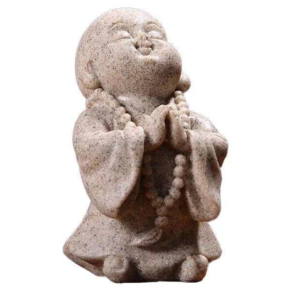 Statuette Bouddha et Moine en Prière – Collection Zen