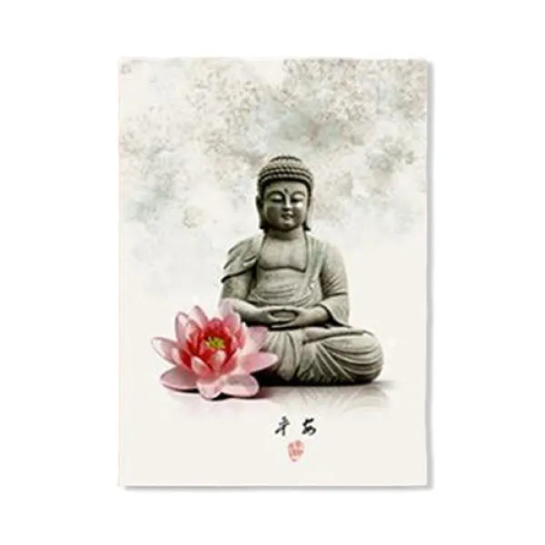 Tableau Bouddha et le Trio Zen - Signature