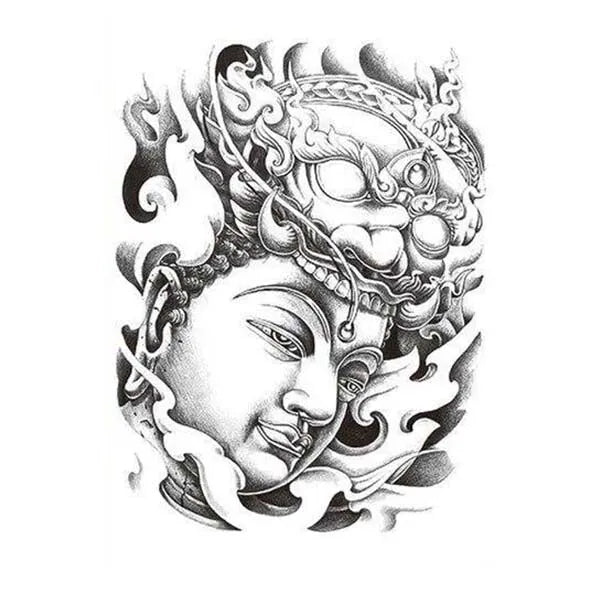 Tatouage Tête Mystique de Bouddha — Édition Signature