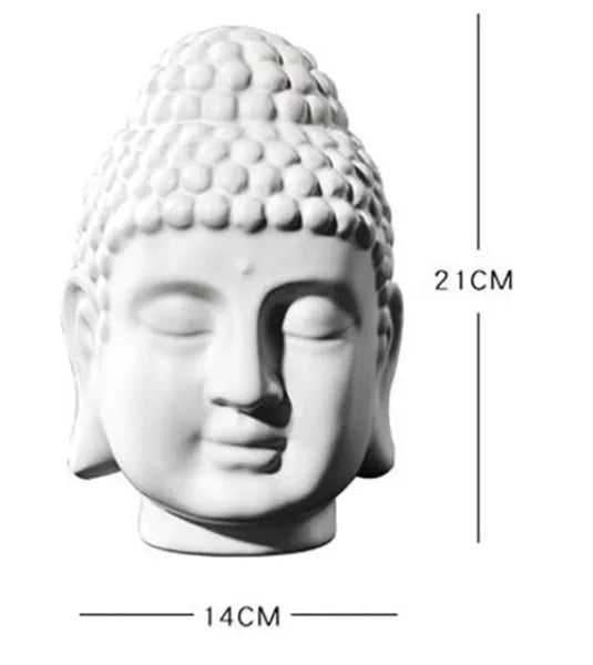 Tête de Bouddha – Décoration d’Intérieur Blanche