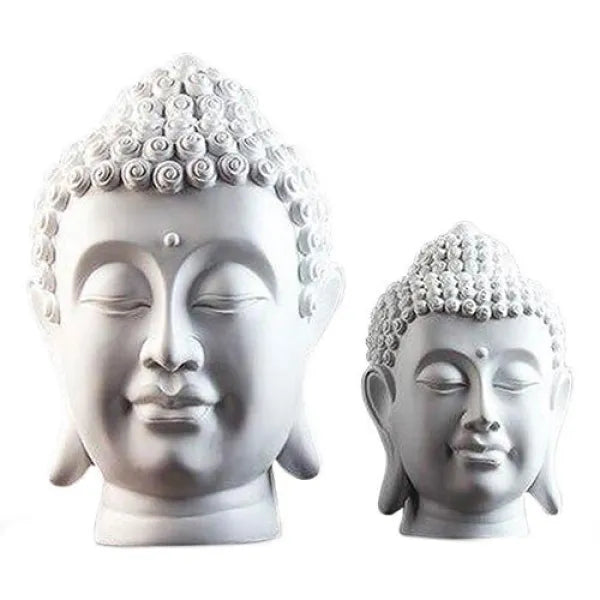 Tête de Bouddha Blanche – Grand Modèle