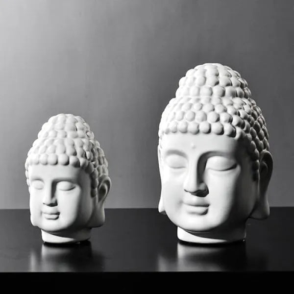 Tête de Bouddha – Décoration d’Intérieur Blanche