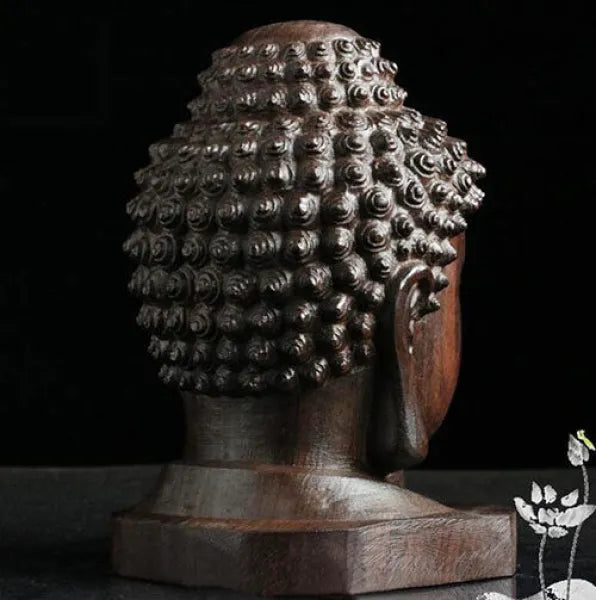 ZenWood Tête de Bouddha en Bois – Petite Taille