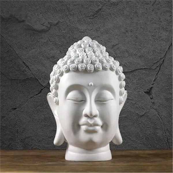 Tête de Bouddha Blanche – Grand Modèle