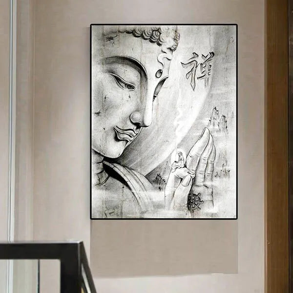 Tableau Bouddha Noir et Blanc — Édition Signature
