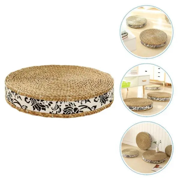 Coussin de Yoga Tatami en Paille – Édition Nature