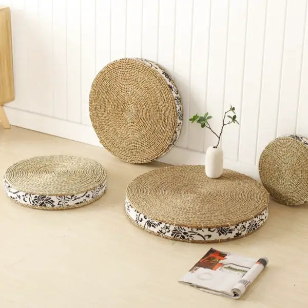 Coussin de Yoga Tatami en Paille – Édition Nature