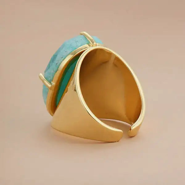 Bague Bouddha avec pierre d'Amazonite – Acier Inoxydable | Édition Signature