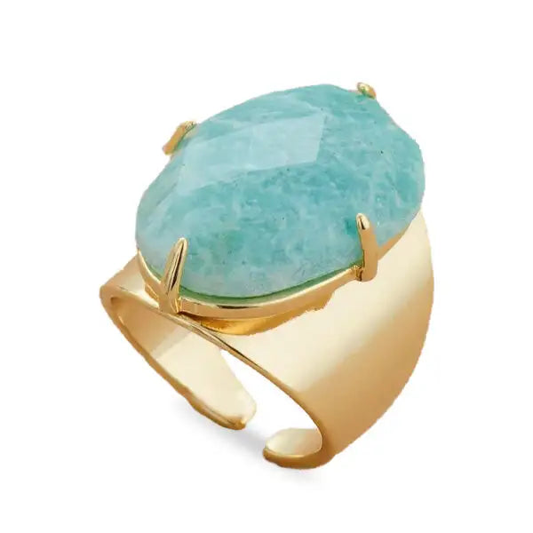 Bague Bouddha avec pierre d'Amazonite – Acier Inoxydable | Édition Signature