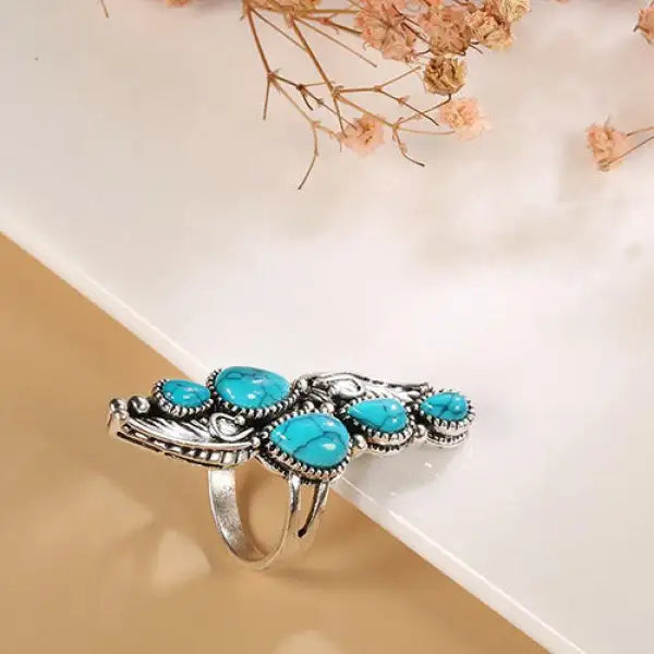 Bague Bouddha Bleu Turquoise en Acier – Édition Signature