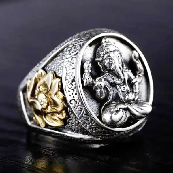 Bague Bouddha Ganesh en Argent Sterling