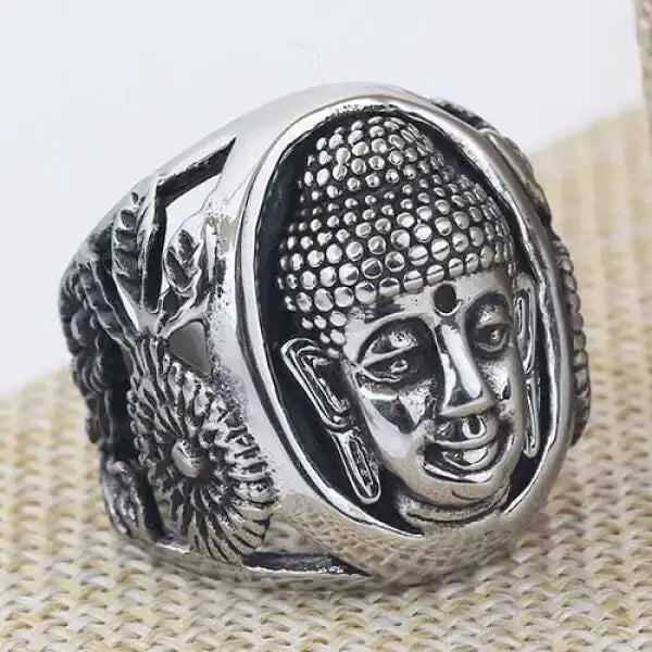 Bague Bouddha en Acier – Signature Femme Bouddhiste