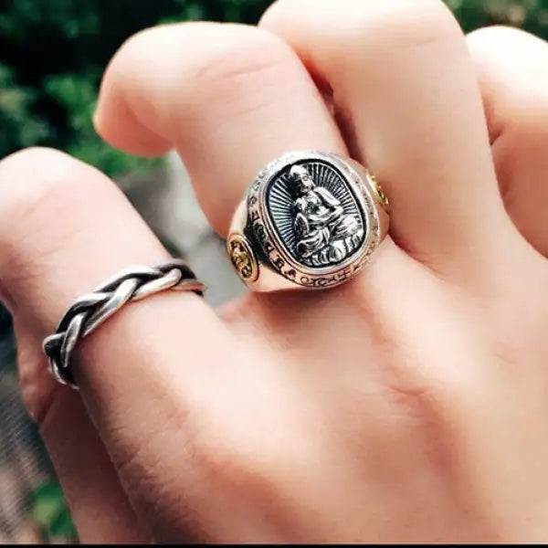 Bague Bouddha Zen – Divinité en Méditation (Argent)