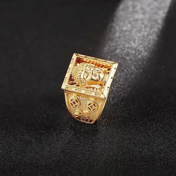 Bague Bouddha Signature – Plaqué Or pour Homme