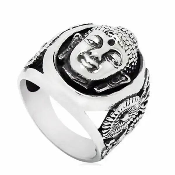 Bague Bouddha en Acier – Signature Femme Bouddhiste