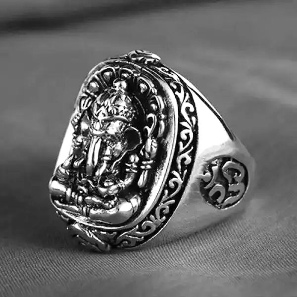 Bague Bouddha Ganesh – Divinité en Argent Signature