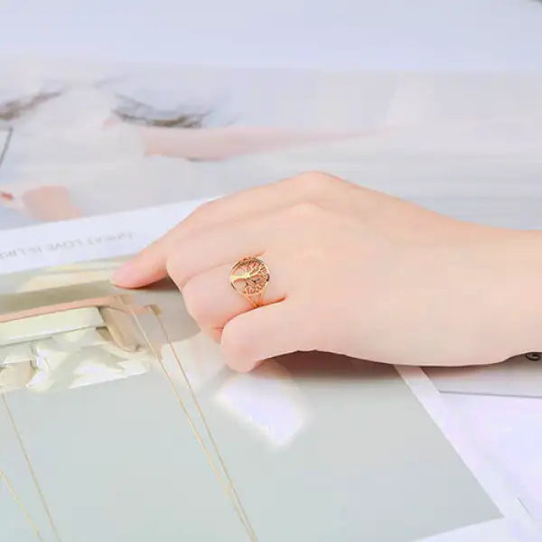 Bague Bouddha Femme – Arbre de Vie en Acier