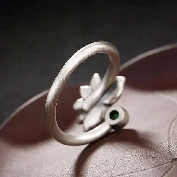 Bague Bouddha – Fleur de Lotus Argentée
