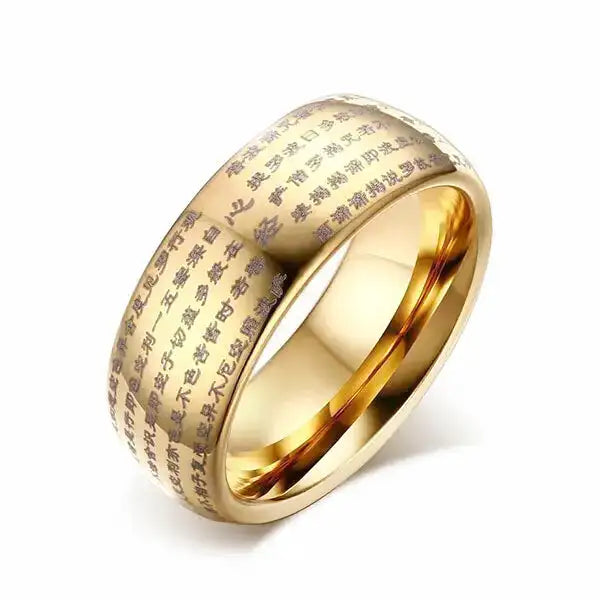 Bague Bouddha Mantra Tibétain en Titane — Collection Signature