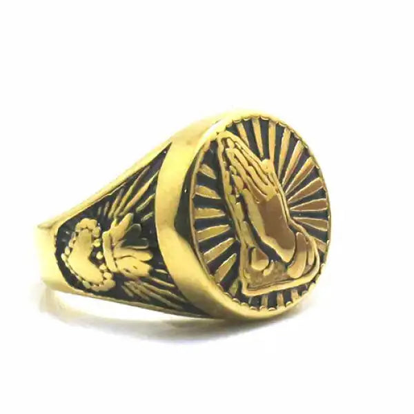 Bague Bouddha Mudra Namasté en Acier