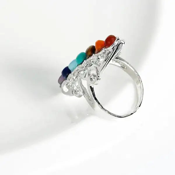 Bague Bouddha et les 7 Chakras — Alliage de Zinc Premium