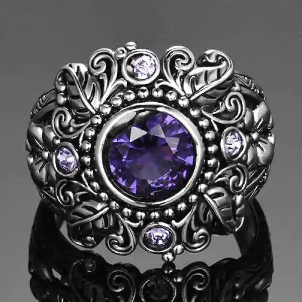Bague Bouddha en Améthyste Antique – Argent
