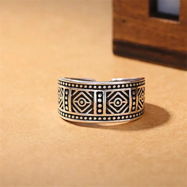 Bague Bouddha Géométrique – Plaqué Argent