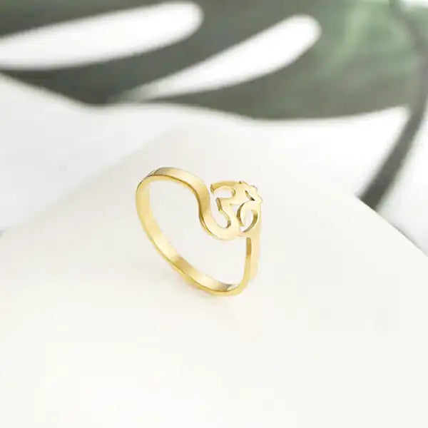 Bague Bouddha Or Signature – Symbole OM (Acier)