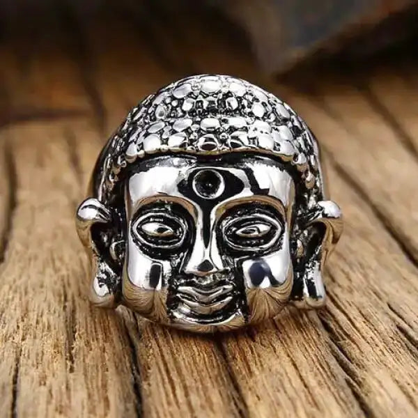 Bague Bouddha Tibétain en Acier – Collection Signature