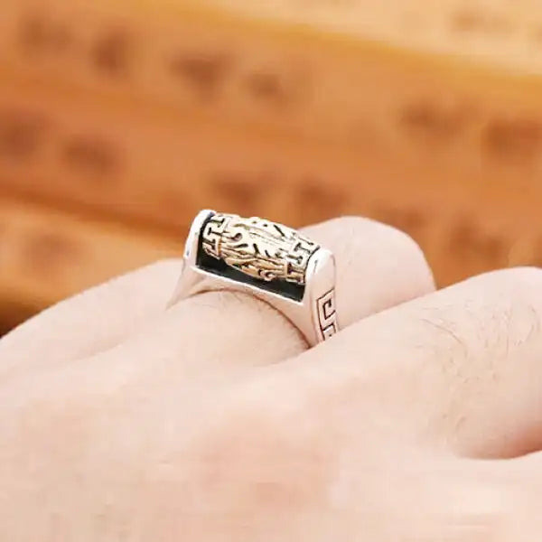 Bague Bouddha Argent Perle Tournante Tibétaine — Édition Signature