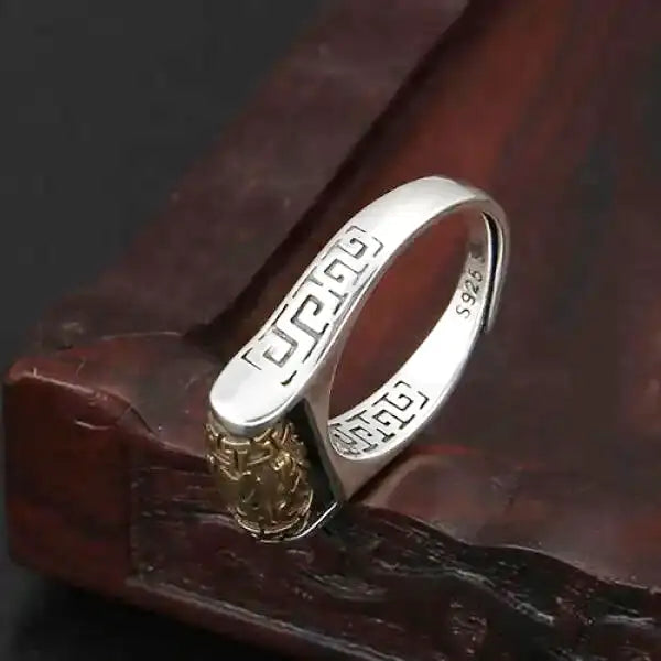 Bague Bouddha Argent Perle Tournante Tibétaine — Édition Signature