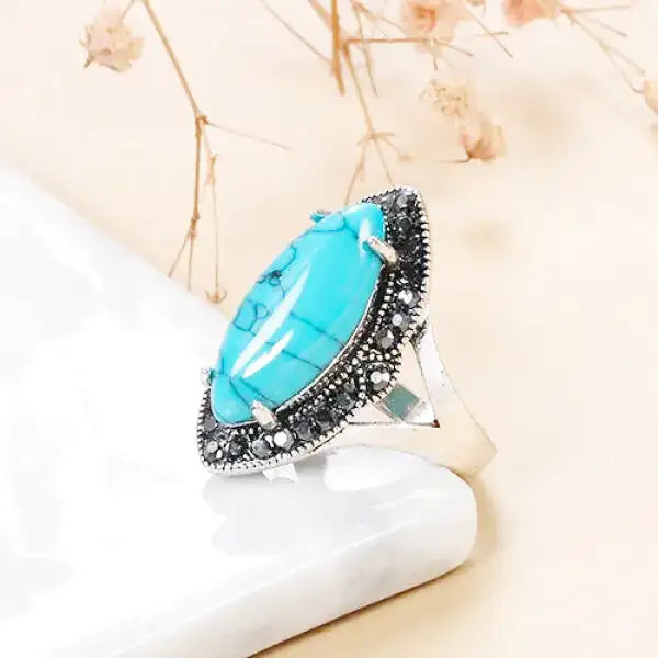 Bague Bouddha Turquoise Bleu en Acier – Édition Signature