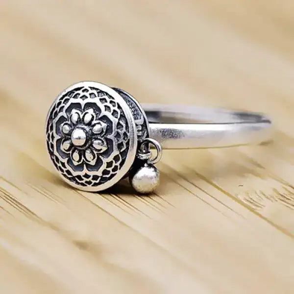 Bague Bouddha Mantra & Fleur de Lotus en Argent