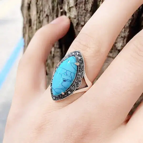 Bague Bouddha Turquoise Bleu en Acier – Édition Signature